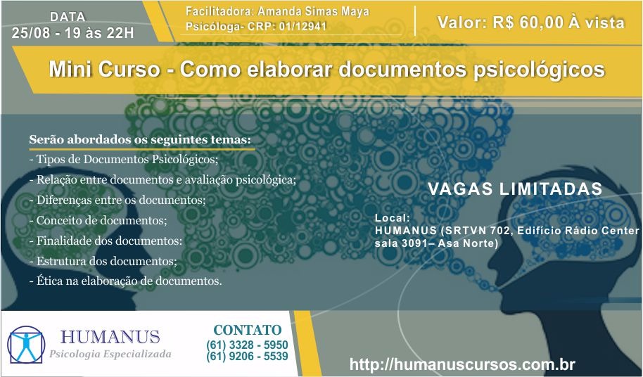 Mini Curso: Elaboracao de documentos psicologicos