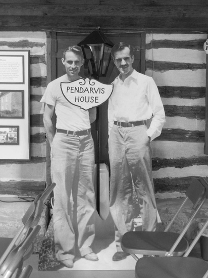 FIG. 4: Life-size cutout of Robert Neal and Edgar Hellum, founders of Pendarvis, Mineral Point, Wisconsin, 2012. Photograph by the author.