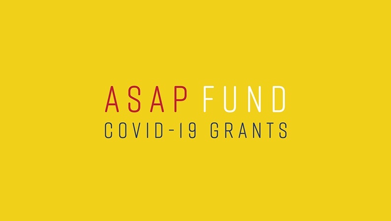 The words ASAP FUND, COVID-19 GRANTS appear on a yellow background.