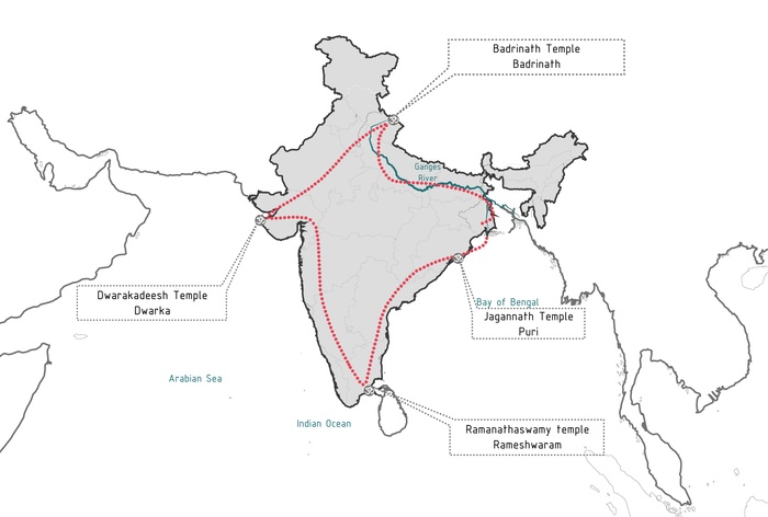 Chaar Dham pilgrimage route in India