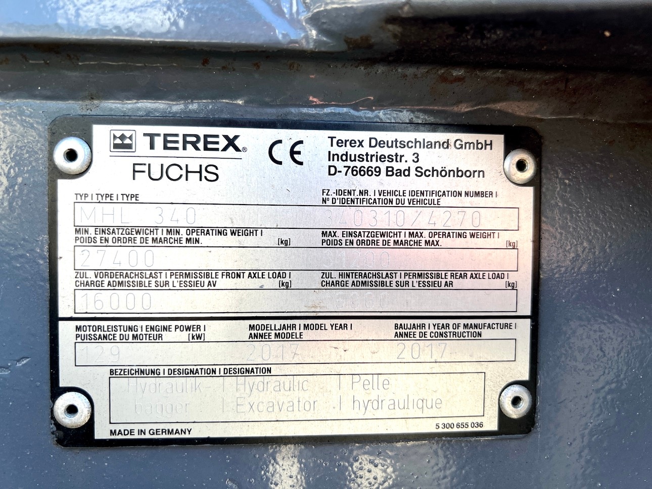 Used 2017 Fuchs MHL340E For Sale