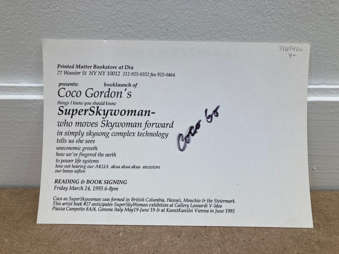 Coco Gordon's SuperSkywoman Book Launch at Printed Matter [Announcement Card] thumbnail 2