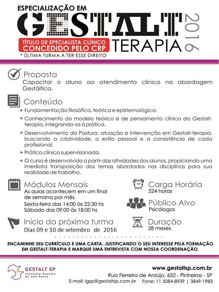 Especialização em Gestalt-terapia