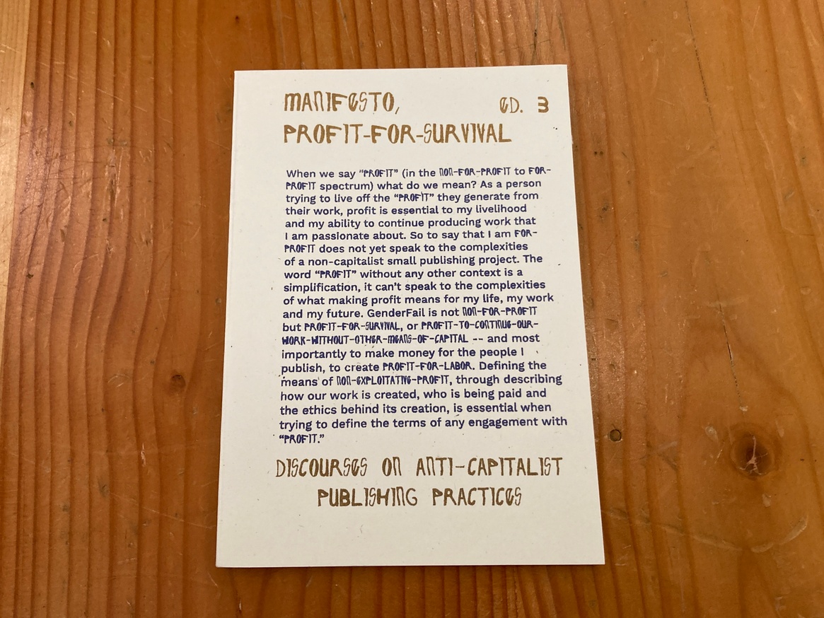 Manifesto, Profit for Survival: Discourses on Anti-Capitalist Publishing Practices (3rd expanded edition)