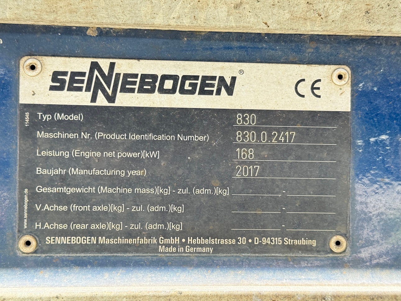 Used 2017 Sennebogen 830E For Sale