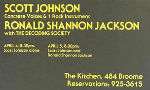 Concrete Voices & 1 Rock Instrument / The Decoding Society, April 4 & 5, 1980  [The Kitchen Posters]