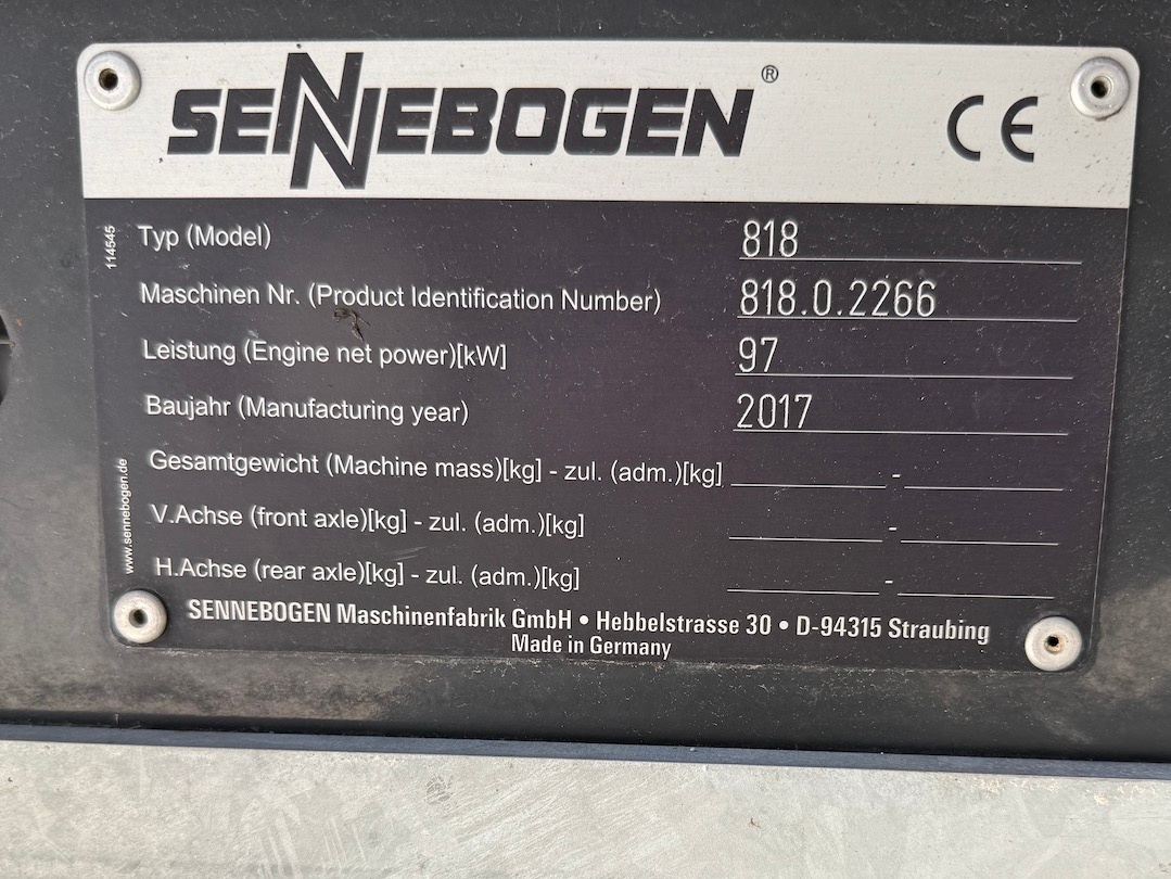 Used 2017 Sennebogen 818  For Sale