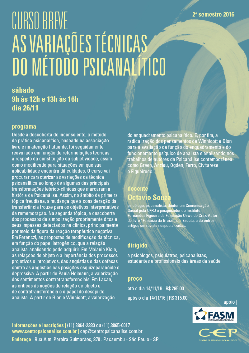 Curso Breve: As variações técnicas do método psicanalítico