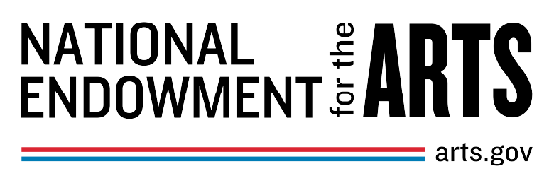 The National Endowment for the Arts logo, with the organization's name above two horizontal lines of blue and red ending in the URL arts.gov