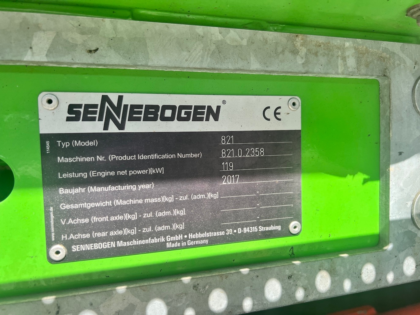 Used 2017 Sennebogen 821E For Sale
