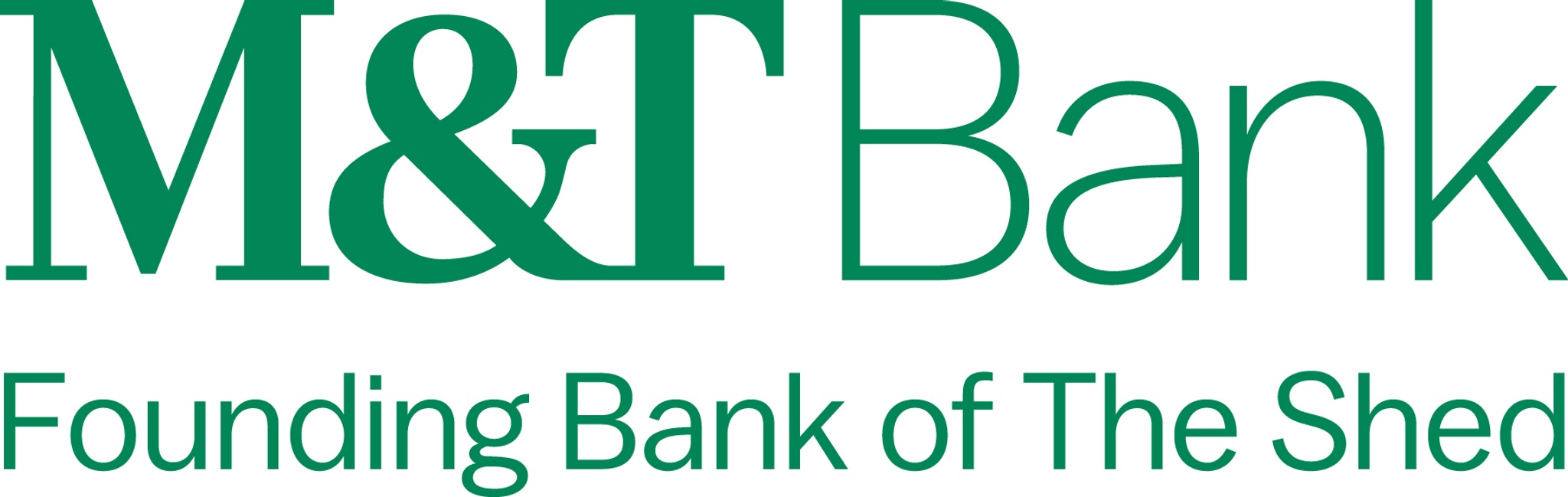 M&T Bank's logo with the green text: M&T Bank, Founding Bank of The Shed