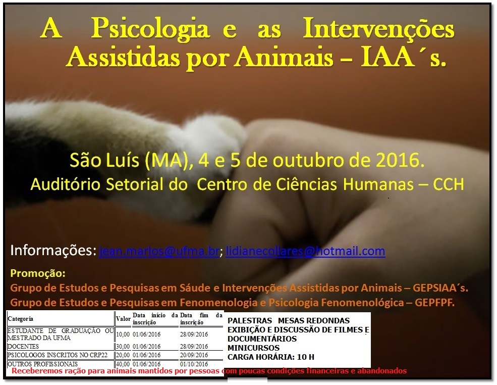 II Encontro A Psicologia e as Intervenções Assistidas por Animais - IAA´s