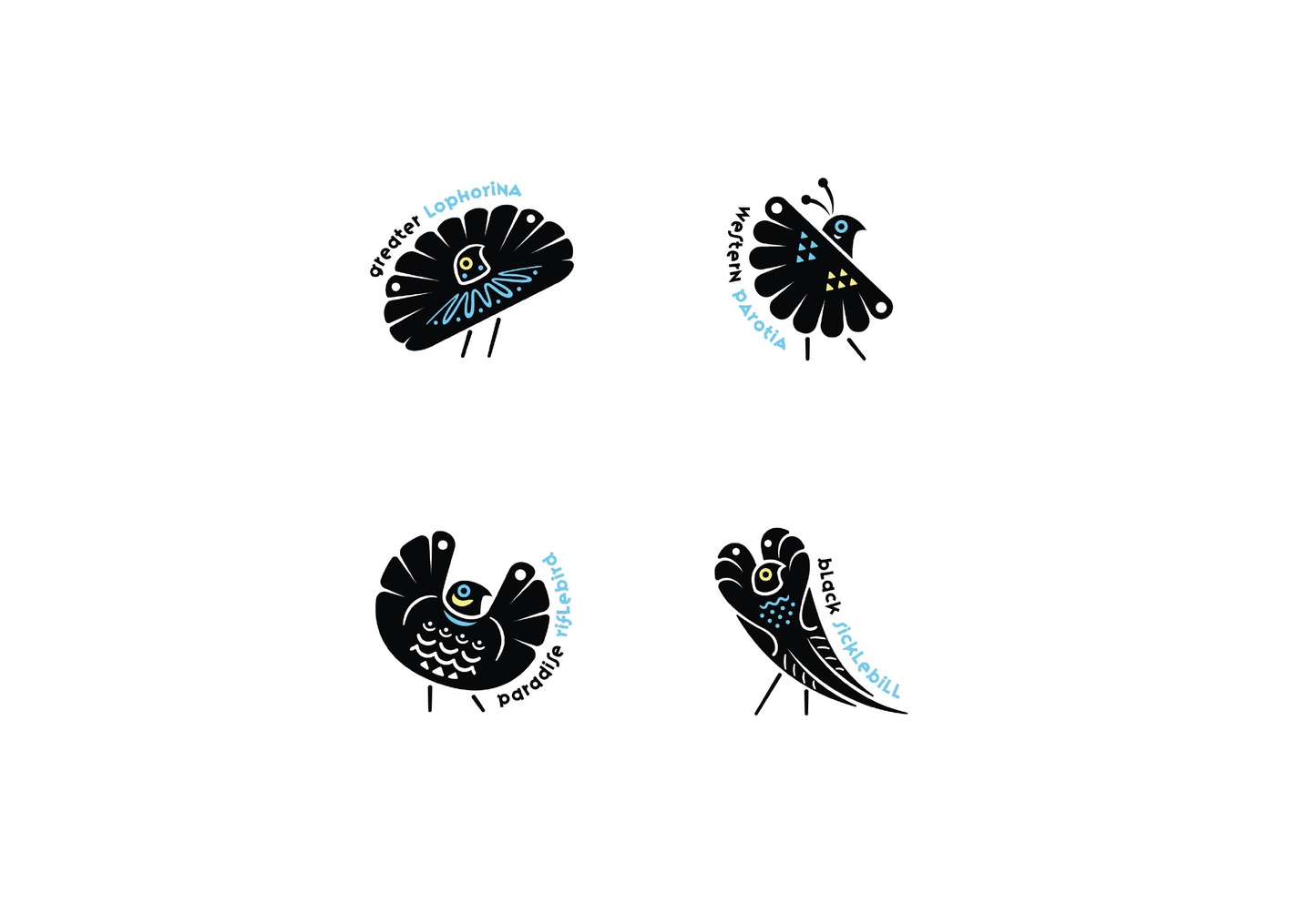Illustrated icons of different birds.