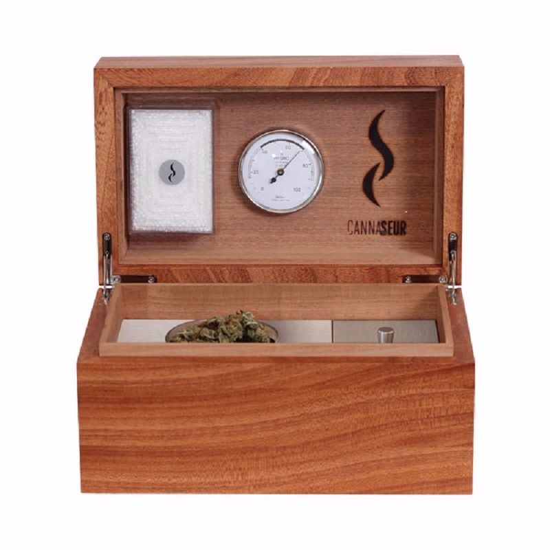 Photo of CANNASEUR® One Weed Container – Mahogany with an Additional Equipment Box
