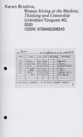 Unbidden Tongues #2: Karen Brodine: Woman Sitting at the Machine Thinking and Censorship