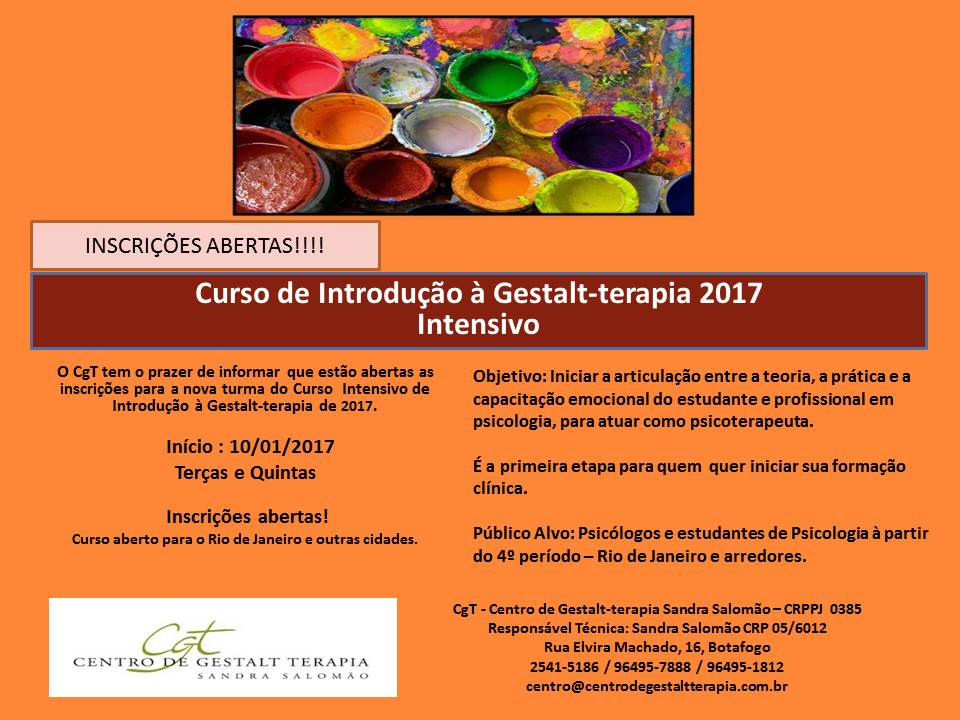 Curso de Introdução à Gestalt-terapia 2017 - Intensivo