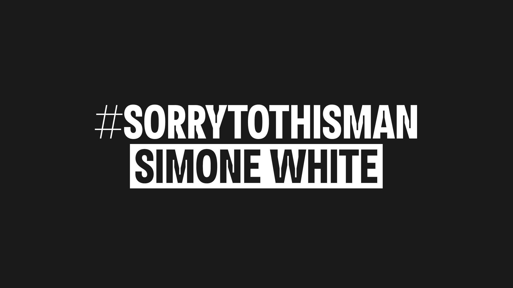 An essay title card in black and white reading: # Sorry To This Man by Simone White