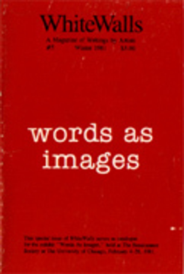 WhiteWalls : A Magazine of Writings by Artists