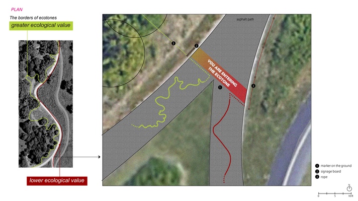 Plan drawing showing proposed diagram on the path. 