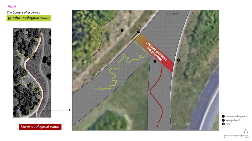 Plan drawing showing proposed diagram on the path. 