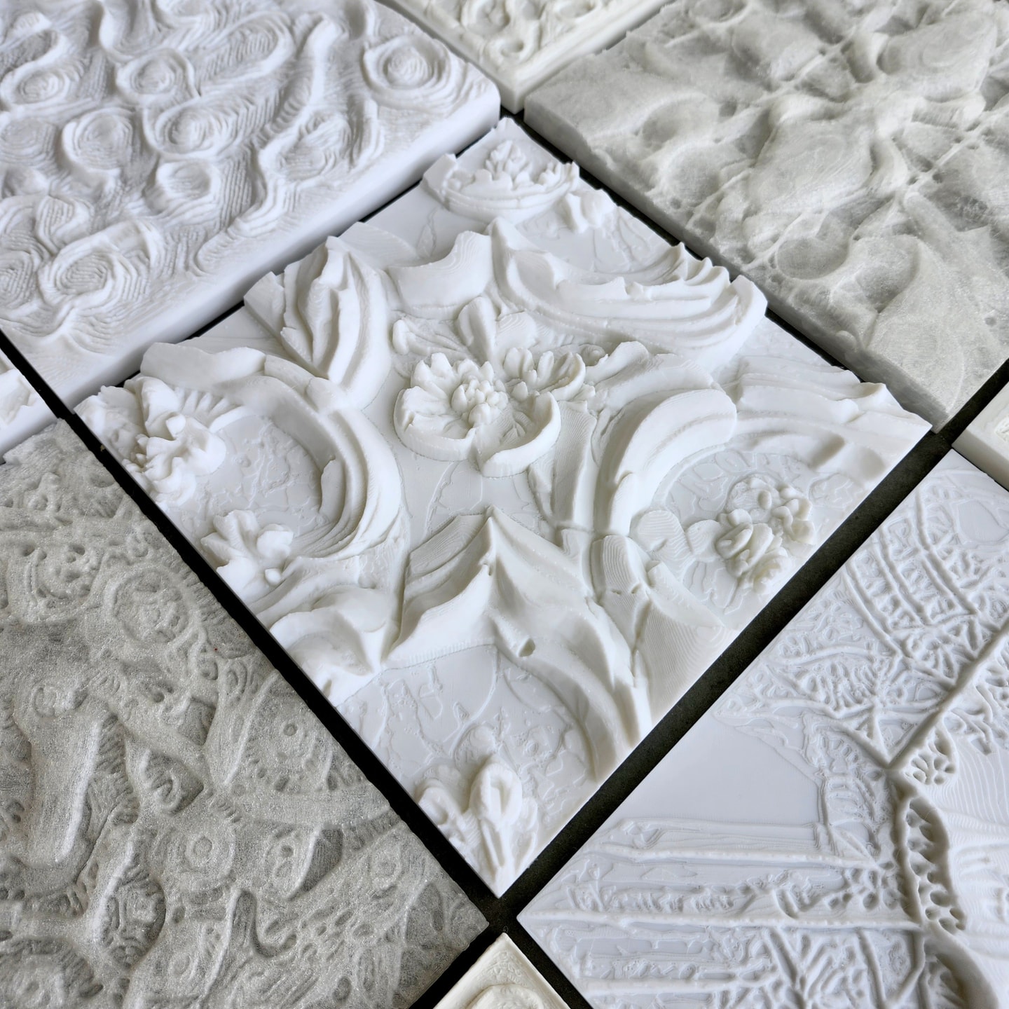 white ornamental tiles
