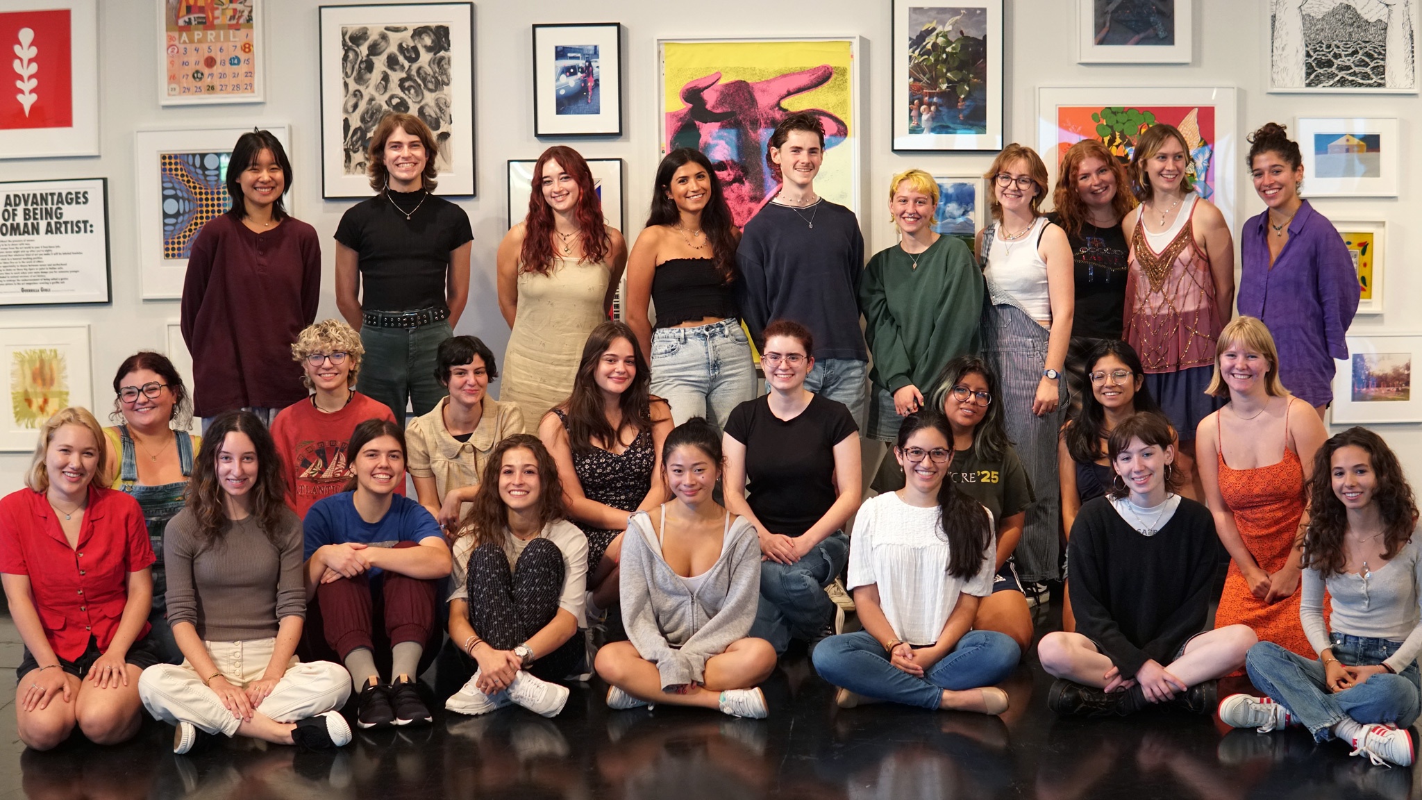 The Tang Student Advisory Council in front of [ROOM•MATE 2022
Living with Tang Art](/exhibitions/477-room-mate-2022-living-with-tang-art), September, 2022, photo by Tom Yoshikami.