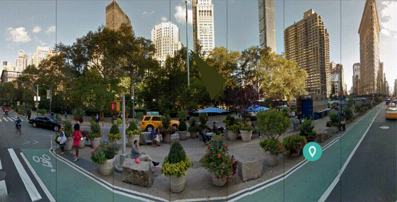 Animation demonstrating the transition between a photographed landscape of New York into a combination of abstracted interconnected polygons