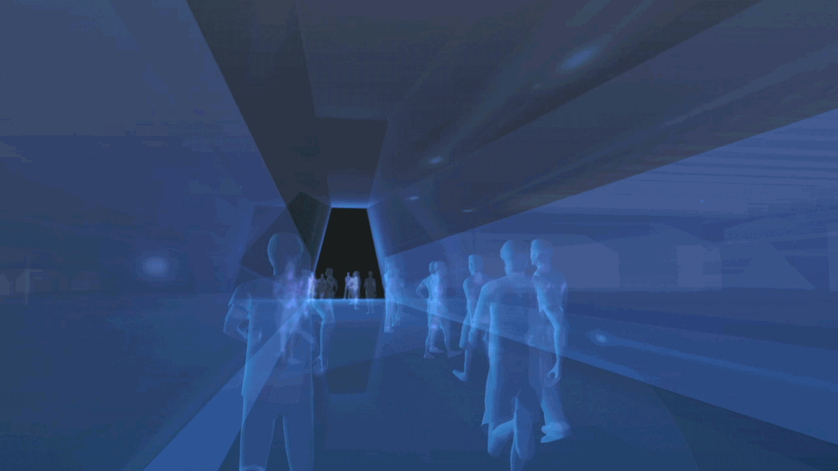 A tunnel with glowing runners along the walls to convey speed