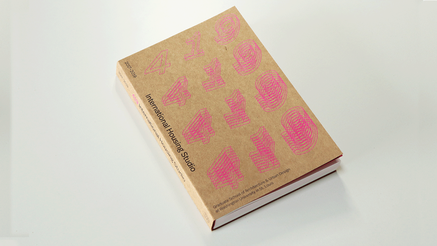 Aninmated gif showing the brown cover with neon pink design for the publication, followed by open interior spreads of text plus images.