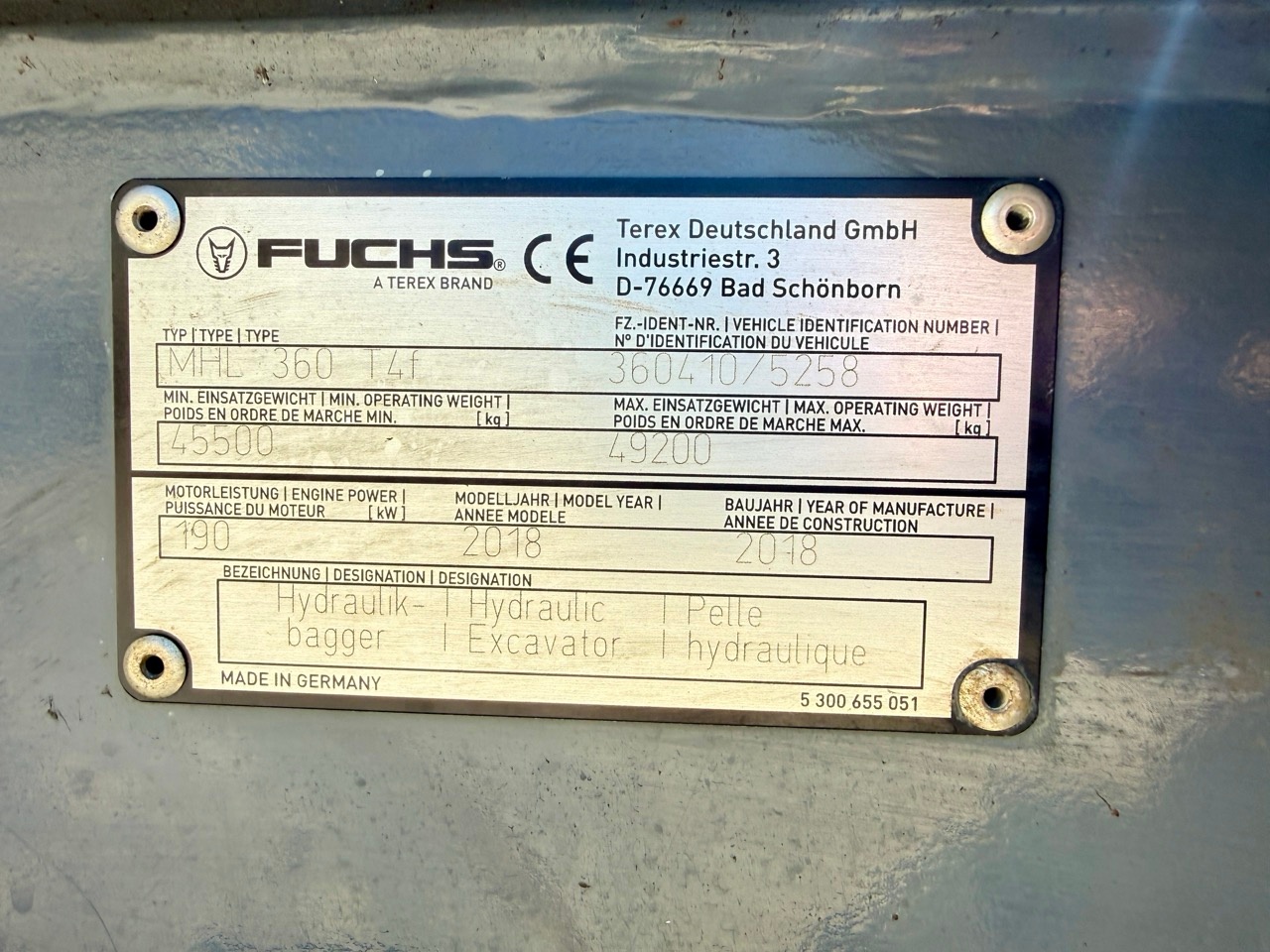 Used 2018 Fuchs MHL360F For Sale