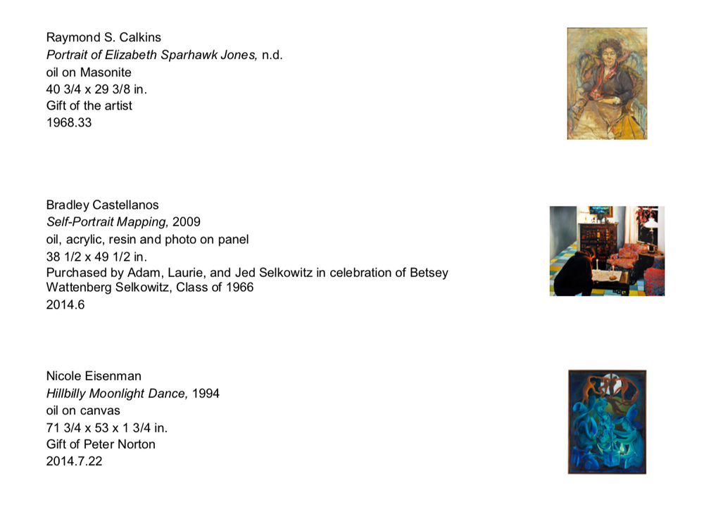 A checklist with text on the left and thumbnail images of paintings on the right.