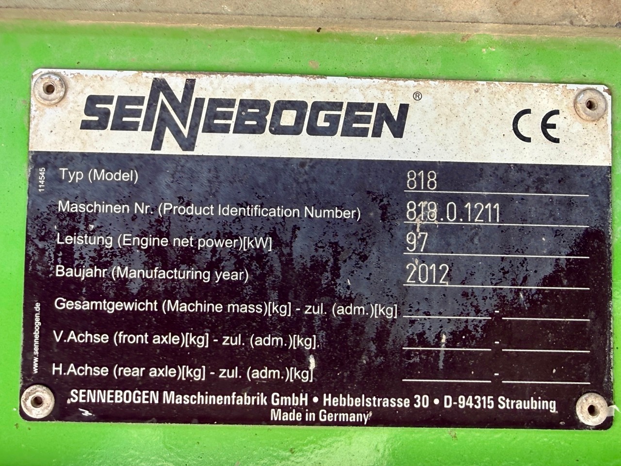 Used 2012 Sennebogen 818  For Sale