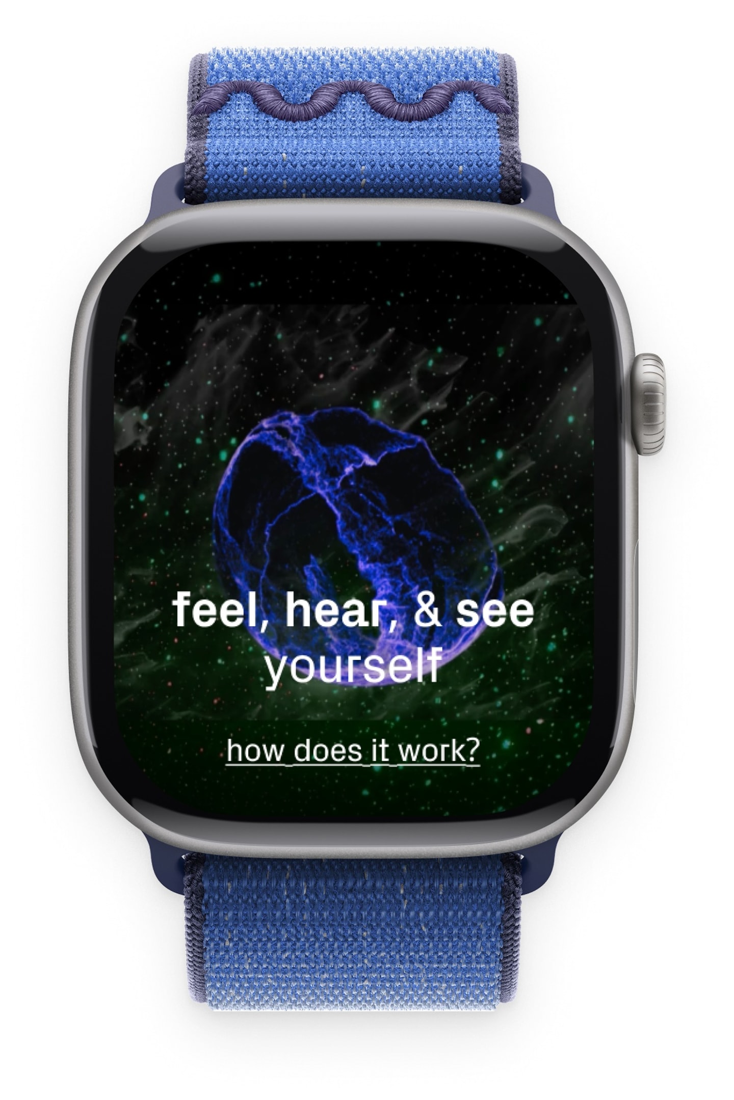 a smart watch with a blue wristband