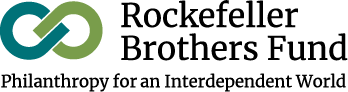 The Rockefeller Brothers Fund logo with the text: Philanthropy for an Interdependent World