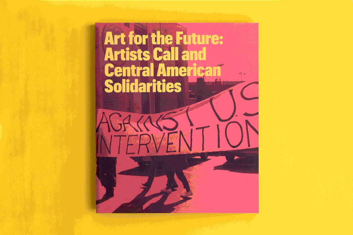 Animated gif of pink book and installation view