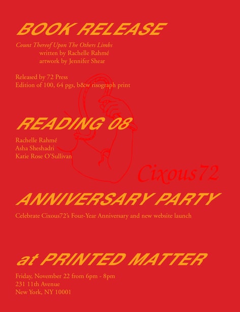 _Count Thereof Upon the Other's Limbs_ launch & reading with Rachelle Rahmé and Jen Shear