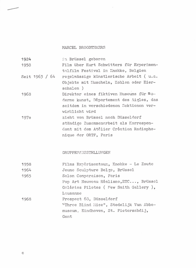 Marcel Broodthaers Dusseldorf 1972 Quot Musee D 39 Art Moderne Departement Des Aigles Quot Press Pack Bootleg Printed Matter