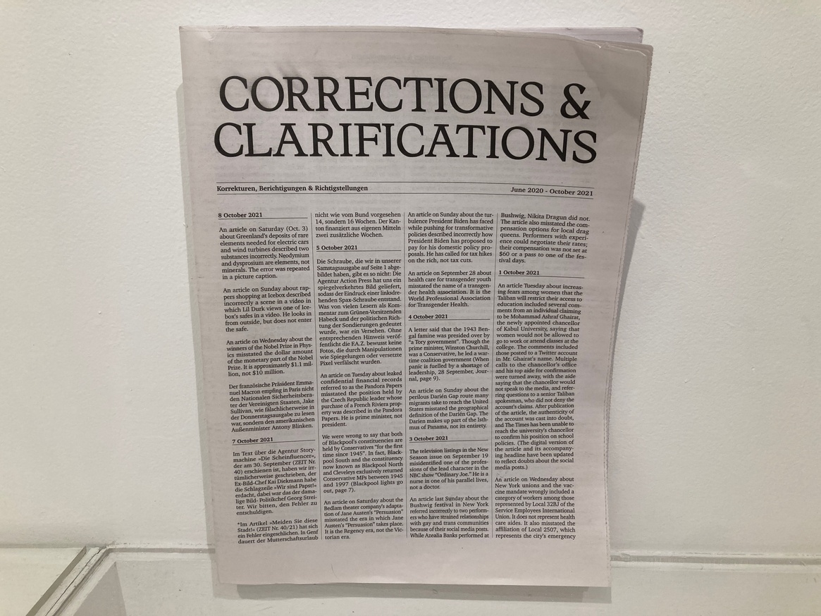 Corrections and Clarifications: June 2020 - October 2021