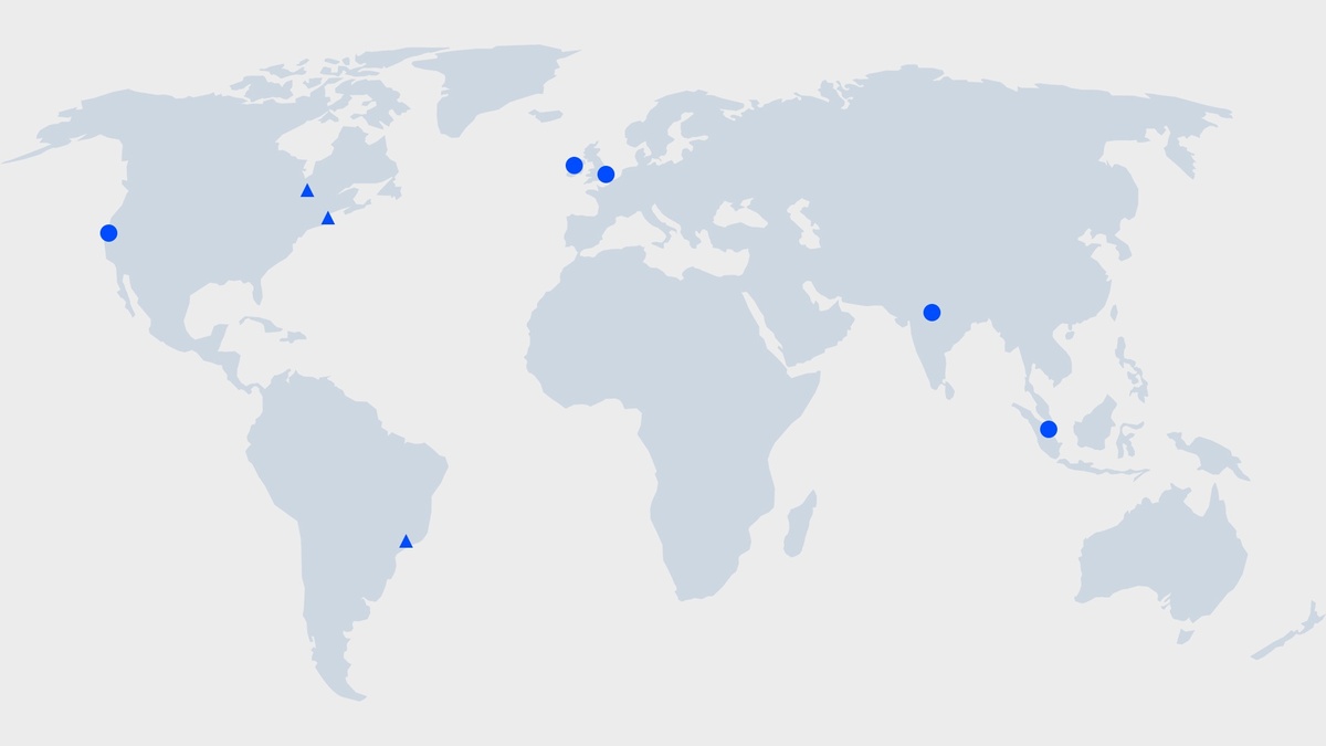 World map diagram with dots on locations of Meta Partner Centers