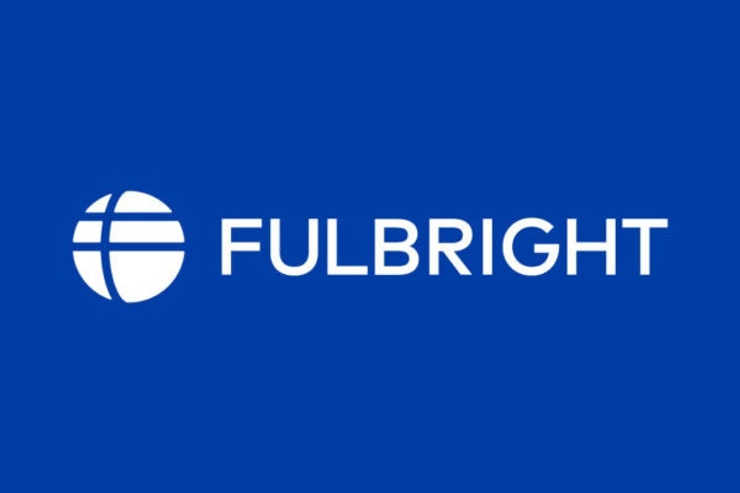White Fulbright logo on a royal blue background.