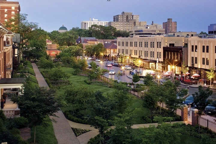 Aerial view of St. Louis's Central West End. 