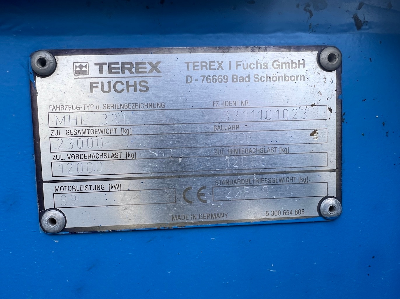 Used 2006 Fuchs MHL331D For Sale