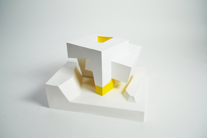 White and yellow abstract sculpture