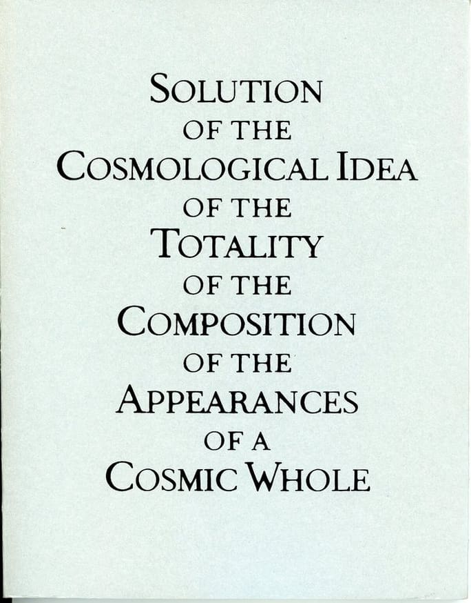 Solution of the Cosmological Idea of the Totality of the Composition of the Appearances of a Cosmic Whole
