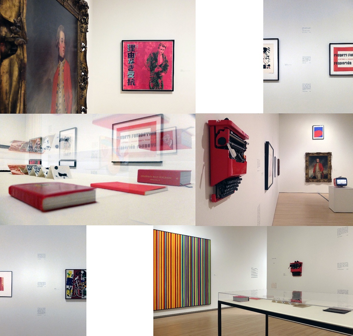 Series of photographs of pieces taken from the "Red" curated and designed exhibition