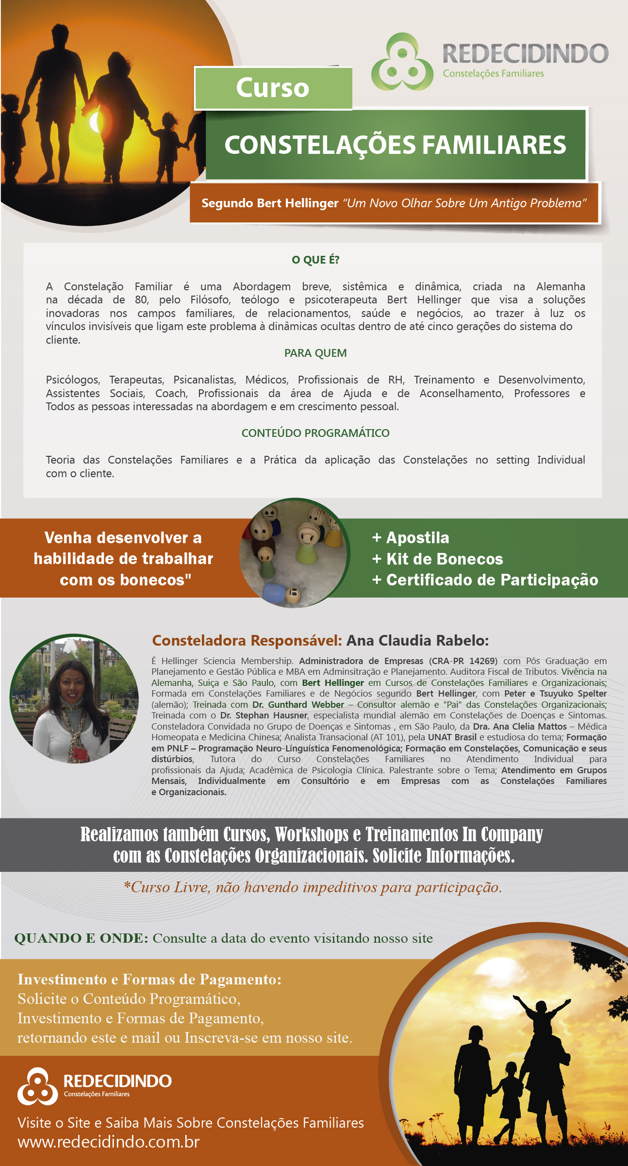 Curso de Constelação Familiar/Atendimento Individual no Consultório com Bonecos.