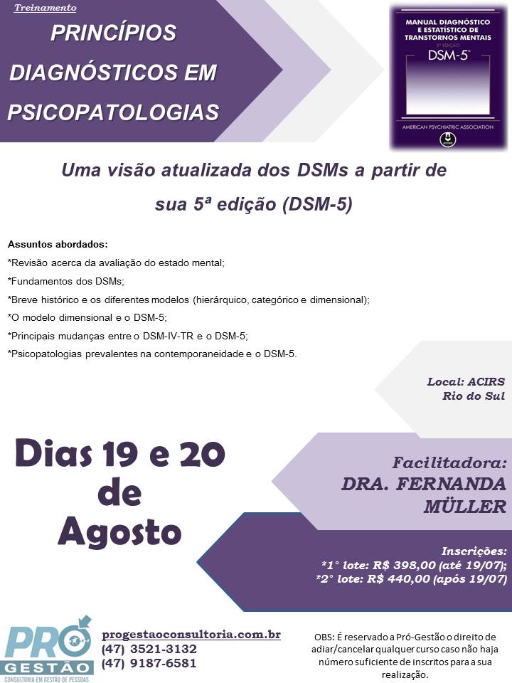 Princípios diagnósticos em psicopatologias:  (DSM 5)