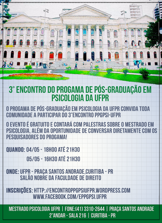 3 Encontro do Programa de Pós-Graduação em Psicologia da Universidade Federal do Paraná