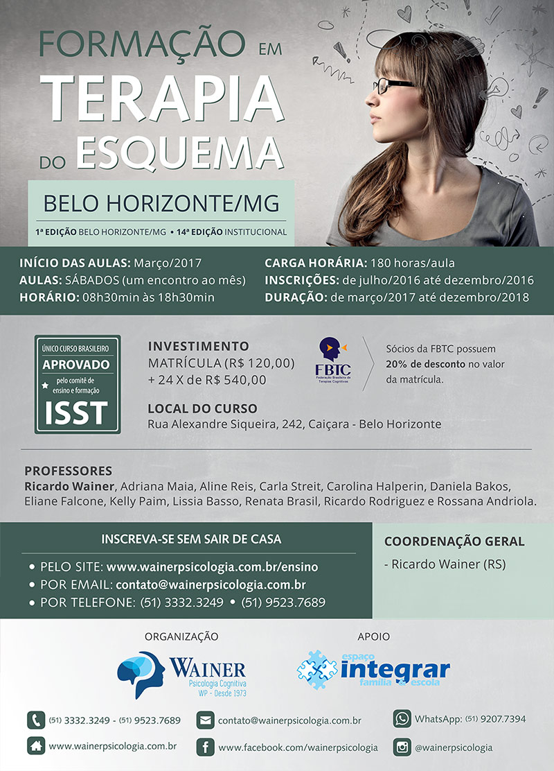 Curso de Formação em Terapia do Esquema - 1ª edição Belo Horizonte