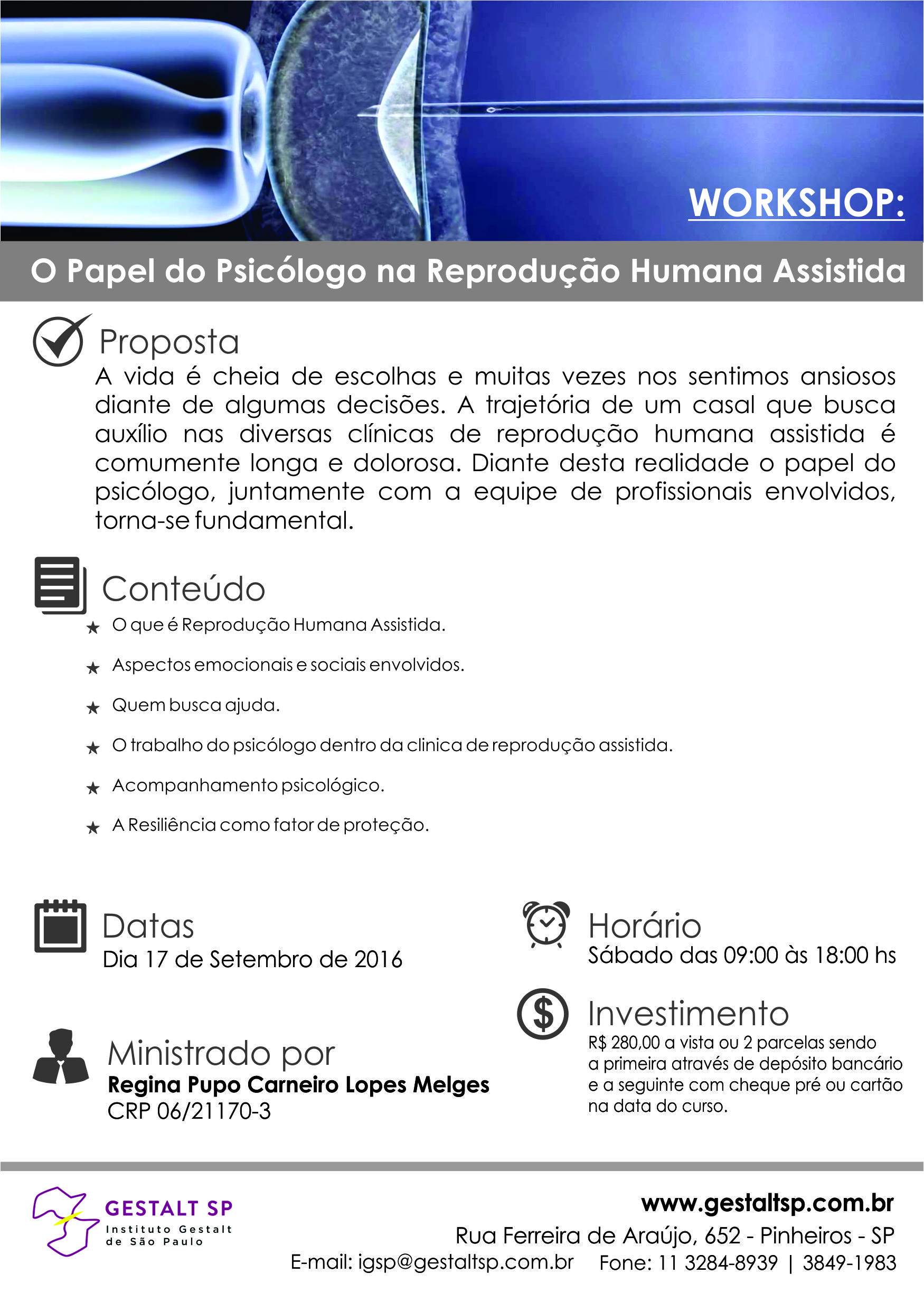 Workshop: O papael do Psicologo na Reprodução Assistida